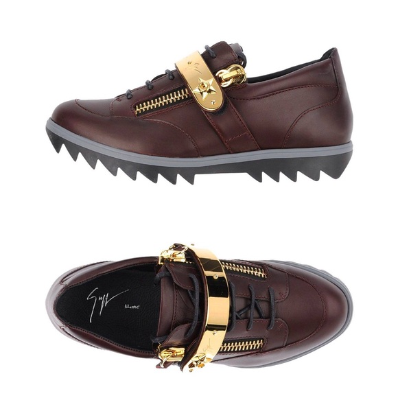 Giuseppe Zanotti’s Men's Brown Leather Shoes with Gold Accents